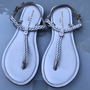 White sandals braided straps
